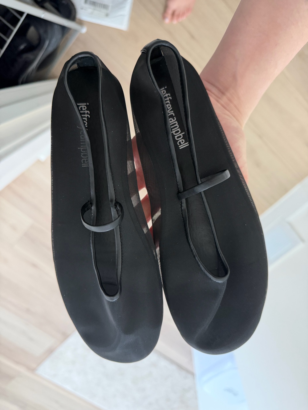 Jeffrey Campbell Black Square-Toe Ballet Flats